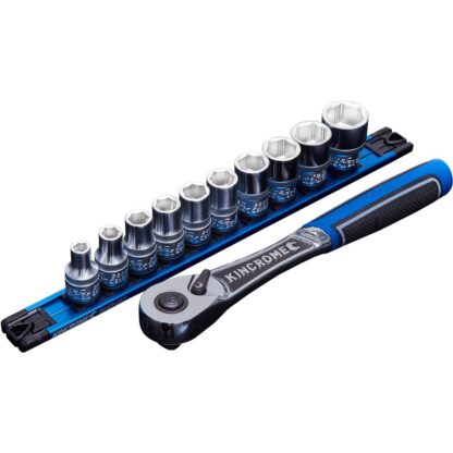 Kincrome LOK-ON™ Socket Set Twist-Lock Rail 11 Piece 1/2 Drive - Metric