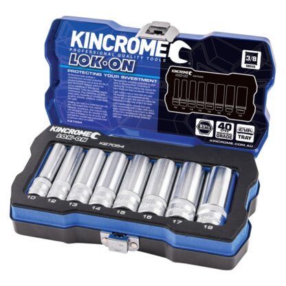 Kincrome LOK-ON™ Socket Set 8 Piece 3/8" Drive - Metric