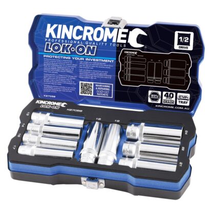 Kincrome LOK-ON™ Socket Set 9 Piece 1/2" Drive - Metric