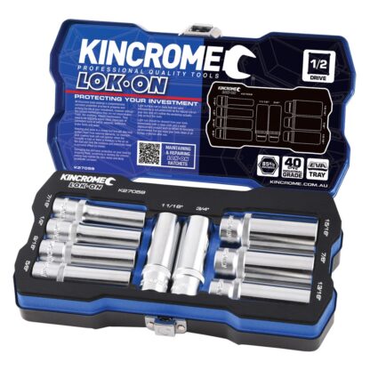 Kincrome LOK-ON™ Socket Set 9 Piece 1/2" Drive - Imperial